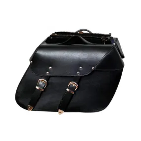 13000 Black Leather Motorcycle Biker Saddle Bags Pannier