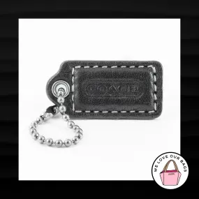 1.5" Small COACH BLACK LEATHER NICKEL KEY FOB CHARM KEYCHAIN HANG TAG WRISTLET