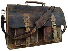 18 Inch Vintage Computer Leather Laptop Messenger Bags for Men Leather Briefcase Shoulder Bag Man & Women Bag (rustic brown)