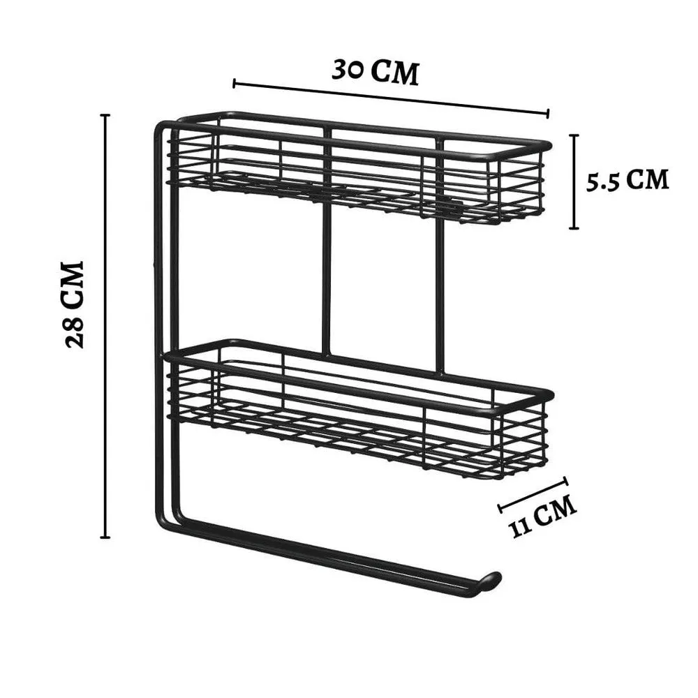 2-Tier Rack Kitchen Organiser, Wall Mounted Kitchen Roll Holder