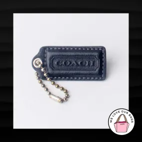 2.25" Medium COACH BLACK LEATHER NICKEL KEY FOB BAG CHARM KEYCHAIN HANGTAG TAG