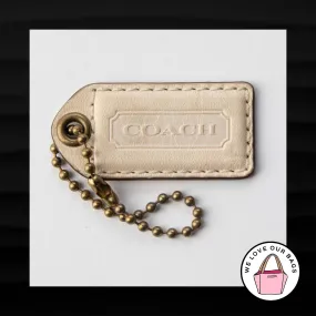 2.25" Medium COACH WHITE LEATHER BRASS KEY FOB BAG CHARM KEYCHAIN HANGTAG TAG