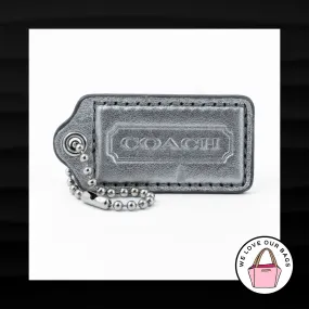 2.5" Large COACH SILVER METALLIC LEATHER KEY FOB BAG CHARM KEYCHAIN HANG TAG