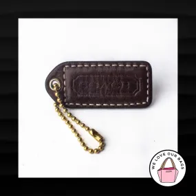 2" Medium COACH BROWN LEATHER BRASS KEY FOB BAG CHARM KEYCHAIN HANGTAG TAG