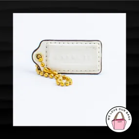 2" Medium COACH IVORY PATENT LEATHER BRASS KEYFOB BAG CHARM KEYCHAIN HANGTAG TAG