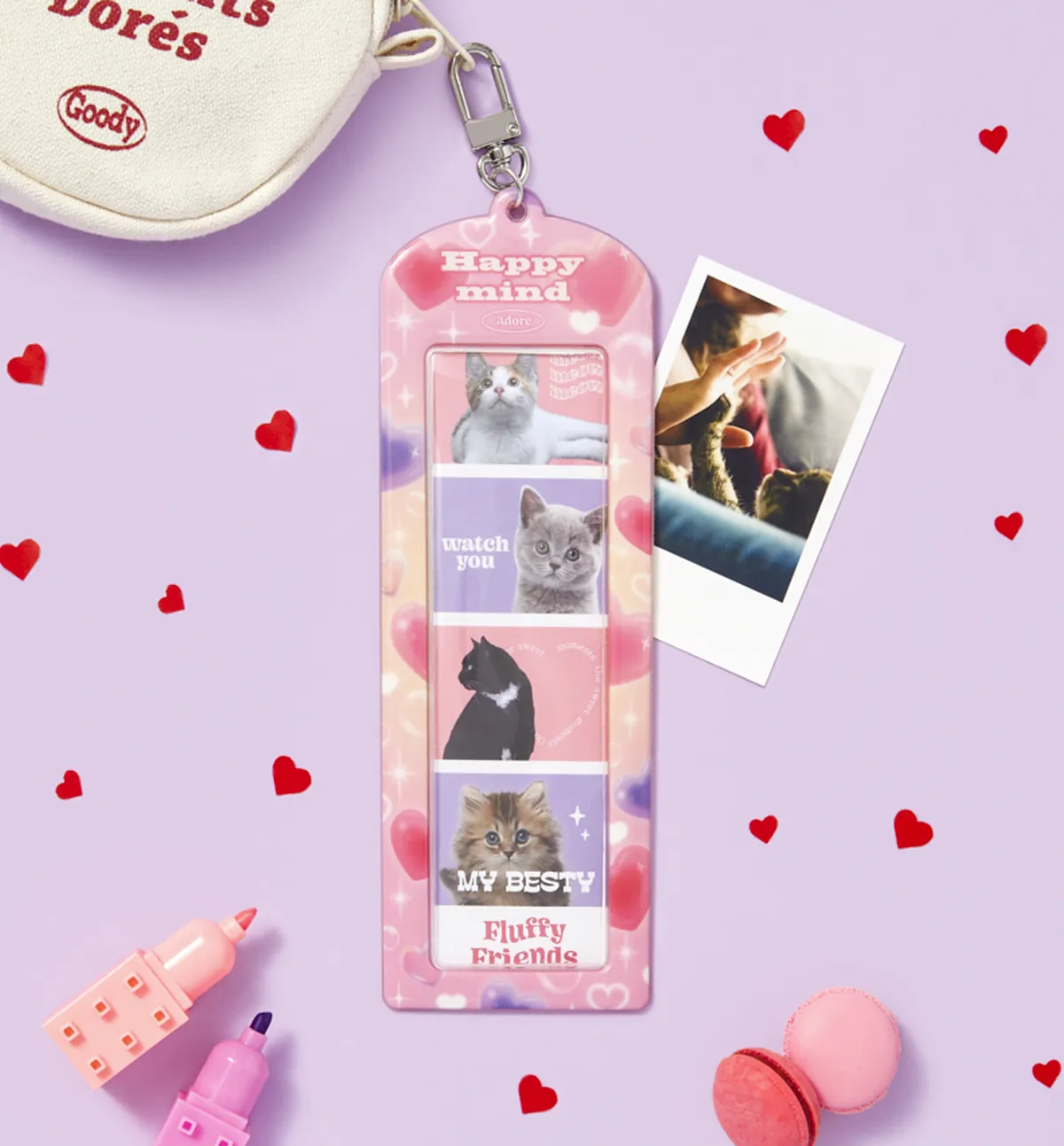 4-Cut Frame Case Pink Heart Photocard Holder