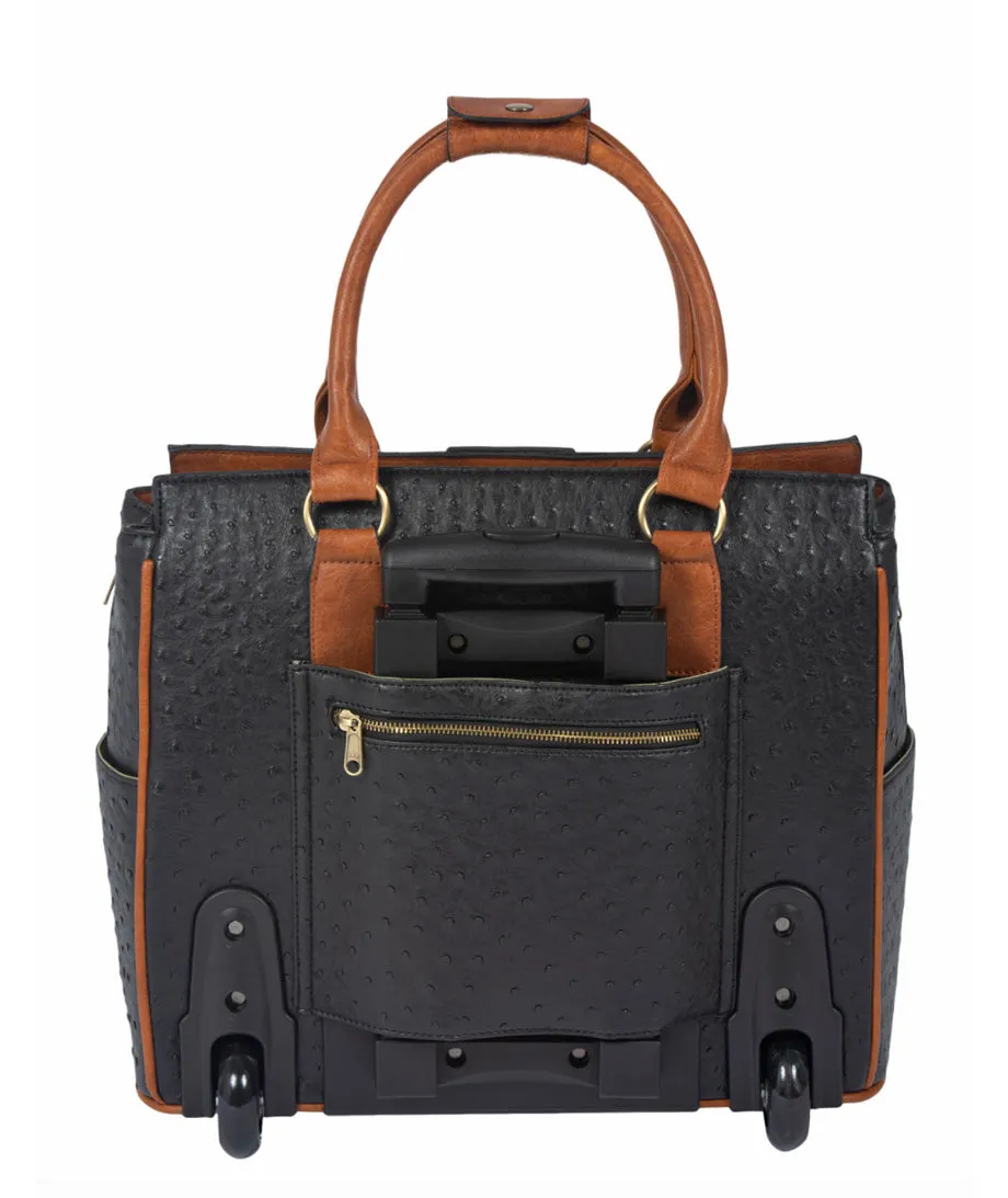 A-List Ostrich Rolling Laptop Bag for Women | Briefcase, Work Tote | Fits 13"-17" Laptop
