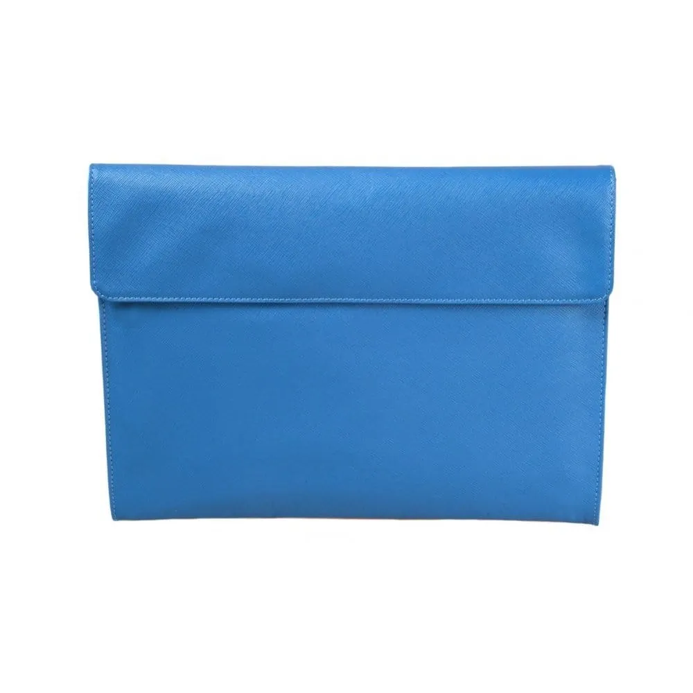 A4 Leather Envelope Folder - Cobalt Saffiano