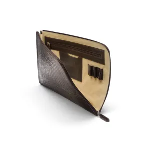 A4 Zip Around Leather Folder - Brown Croc