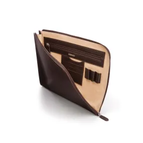 A4 Zip Around Leather Folder - Brown
