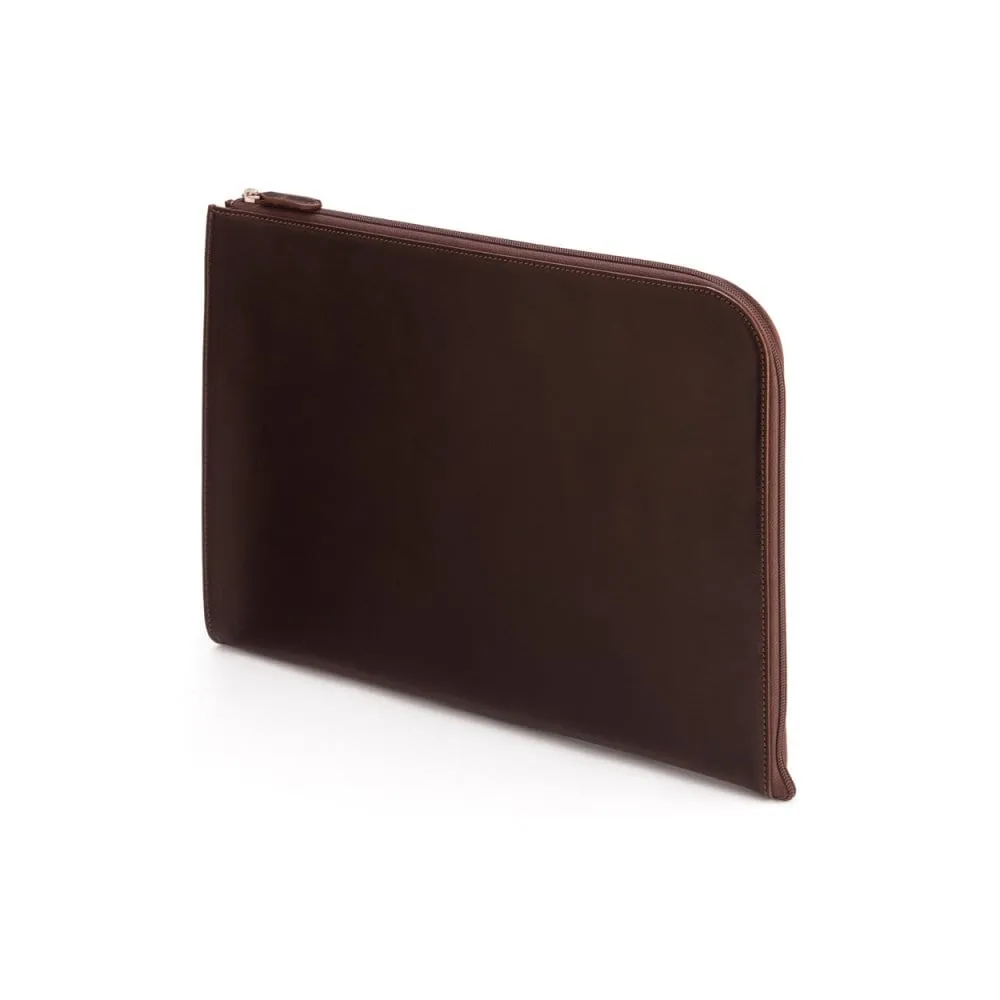 A4 Zip Around Leather Folder - Brown