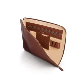 A4 Zip Around Leather Folder - Light Tan
