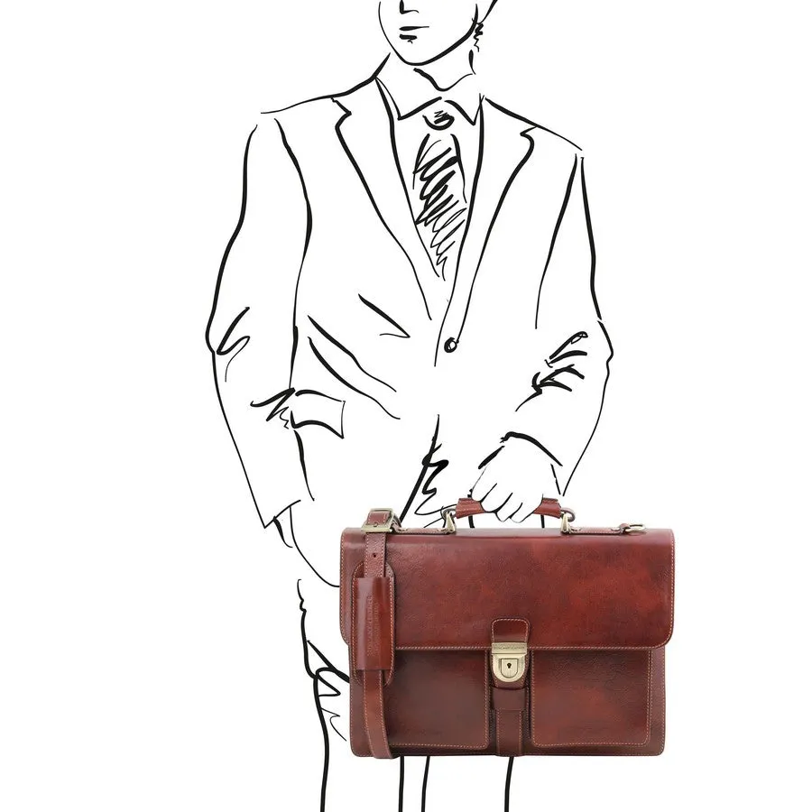 Assisi Leather Attache Briefcase