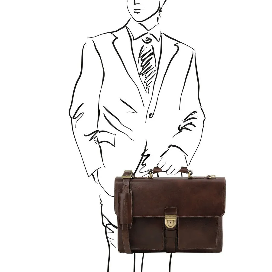 Assisi Leather Attache Briefcase