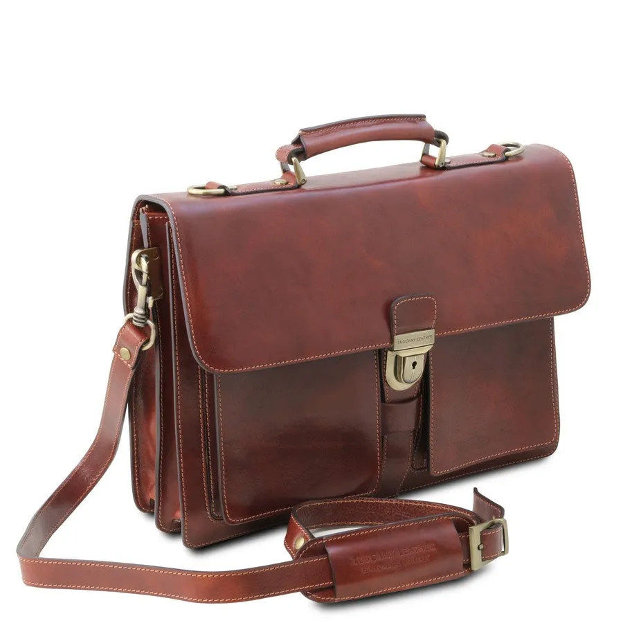 Assisi Leather Attache Briefcase