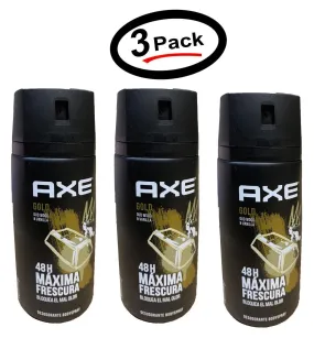 Axe Gold Oud Wood & Vanilla 48H Deodorant Body Spray 150ml/5.07oz (3 Pack)