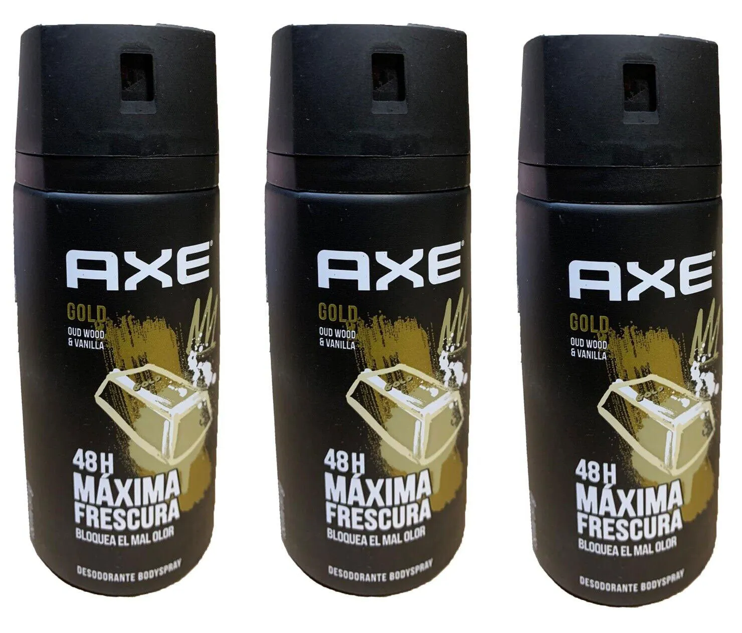 Axe Gold Oud Wood & Vanilla 48H Deodorant Body Spray 150ml/5.07oz (3 Pack)