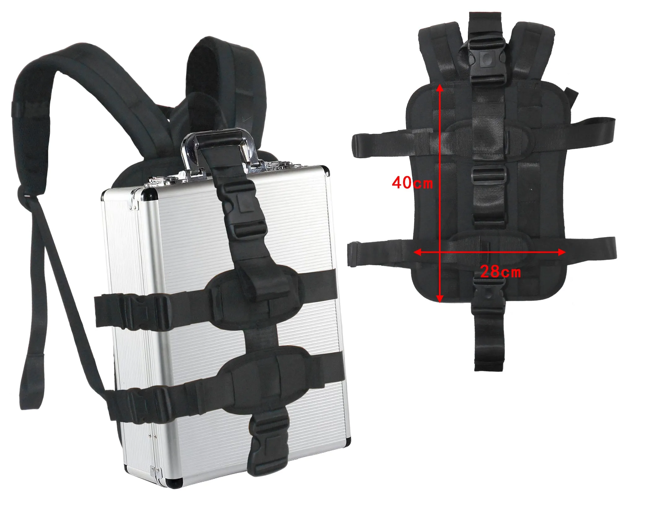 Backpack Carrying System with Adjustable Strap – ideal for carrying small to medium size hard shell case/hand baggage.