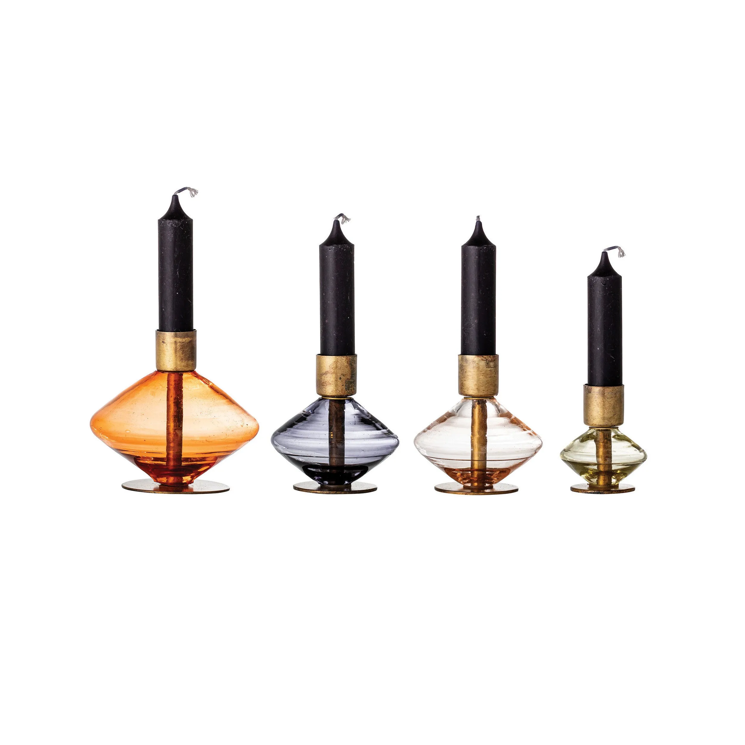 Blown Glass and Brass Candle Holder