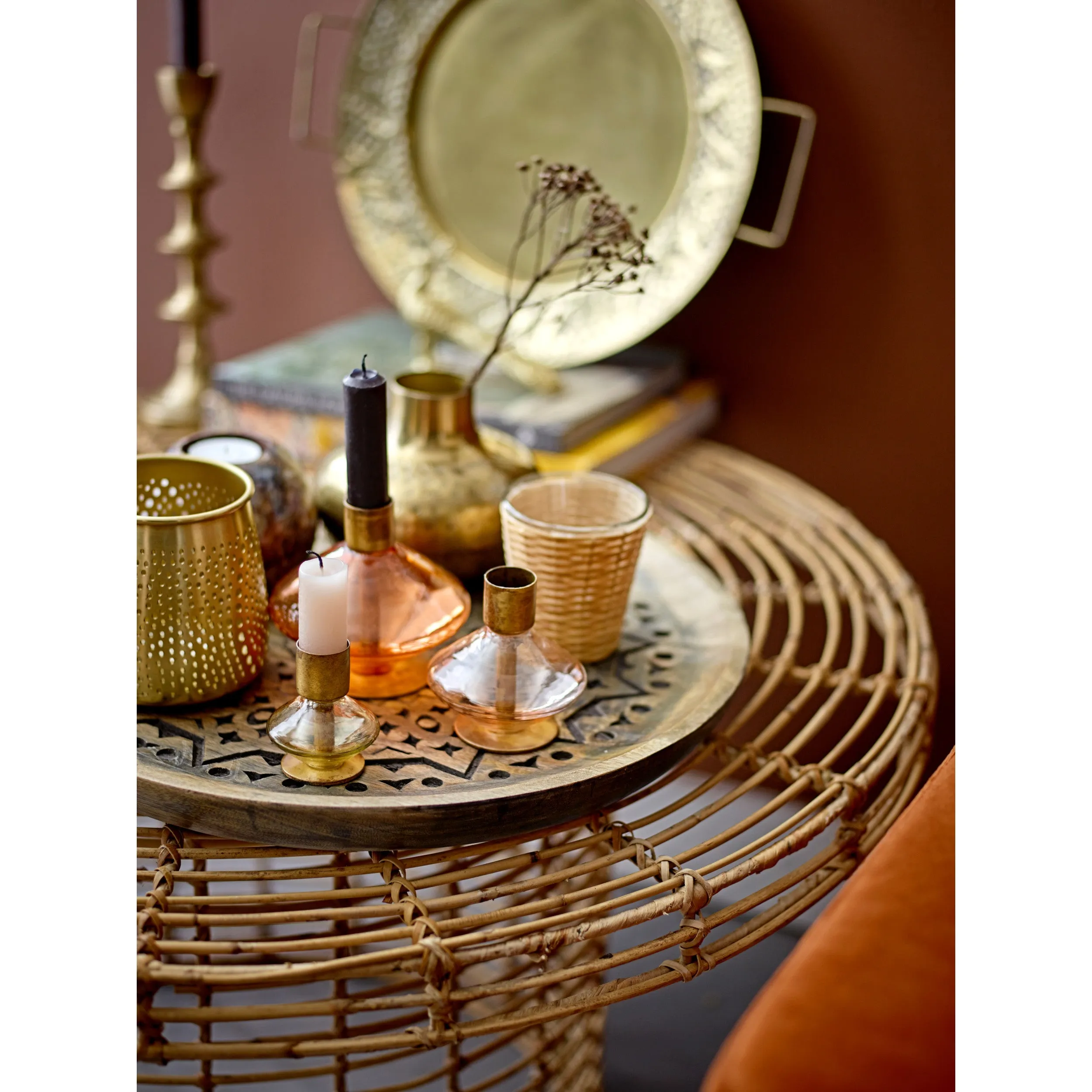 Blown Glass and Brass Candle Holder