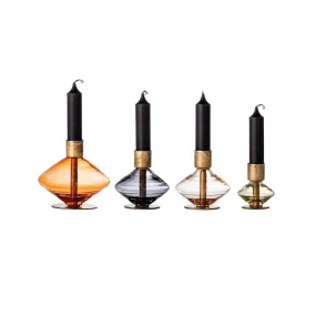 Blown Glass and Brass Candle Holder
