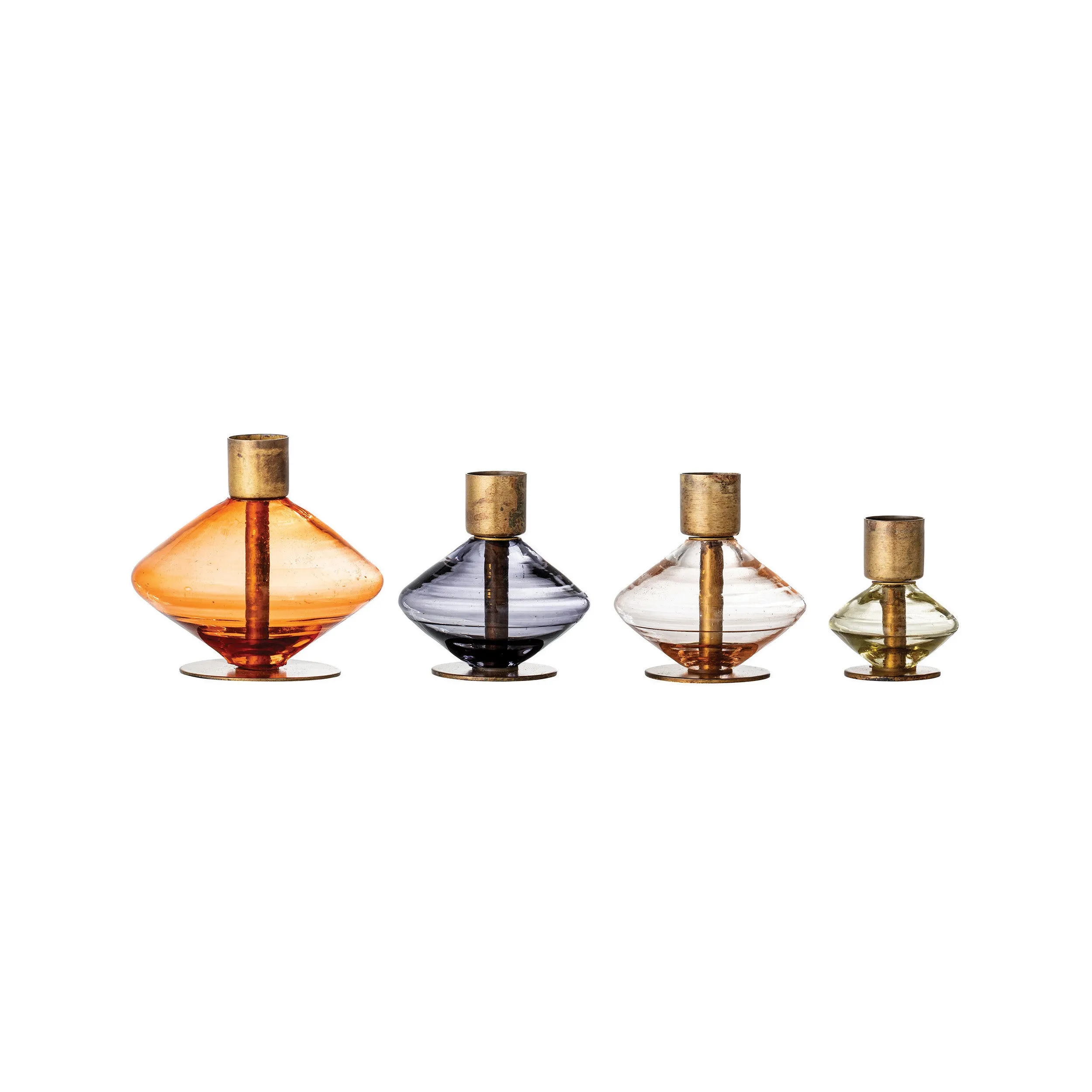 Blown Glass and Brass Candle Holder