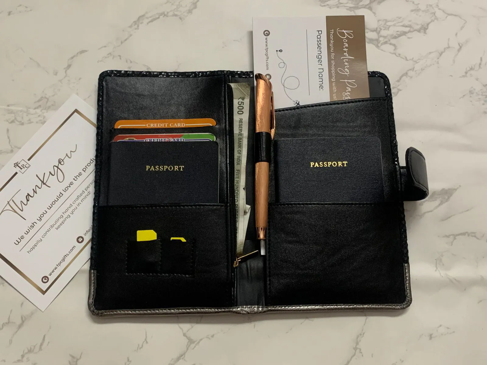 Bollywood Black Genuine Leather Travel Wallet
