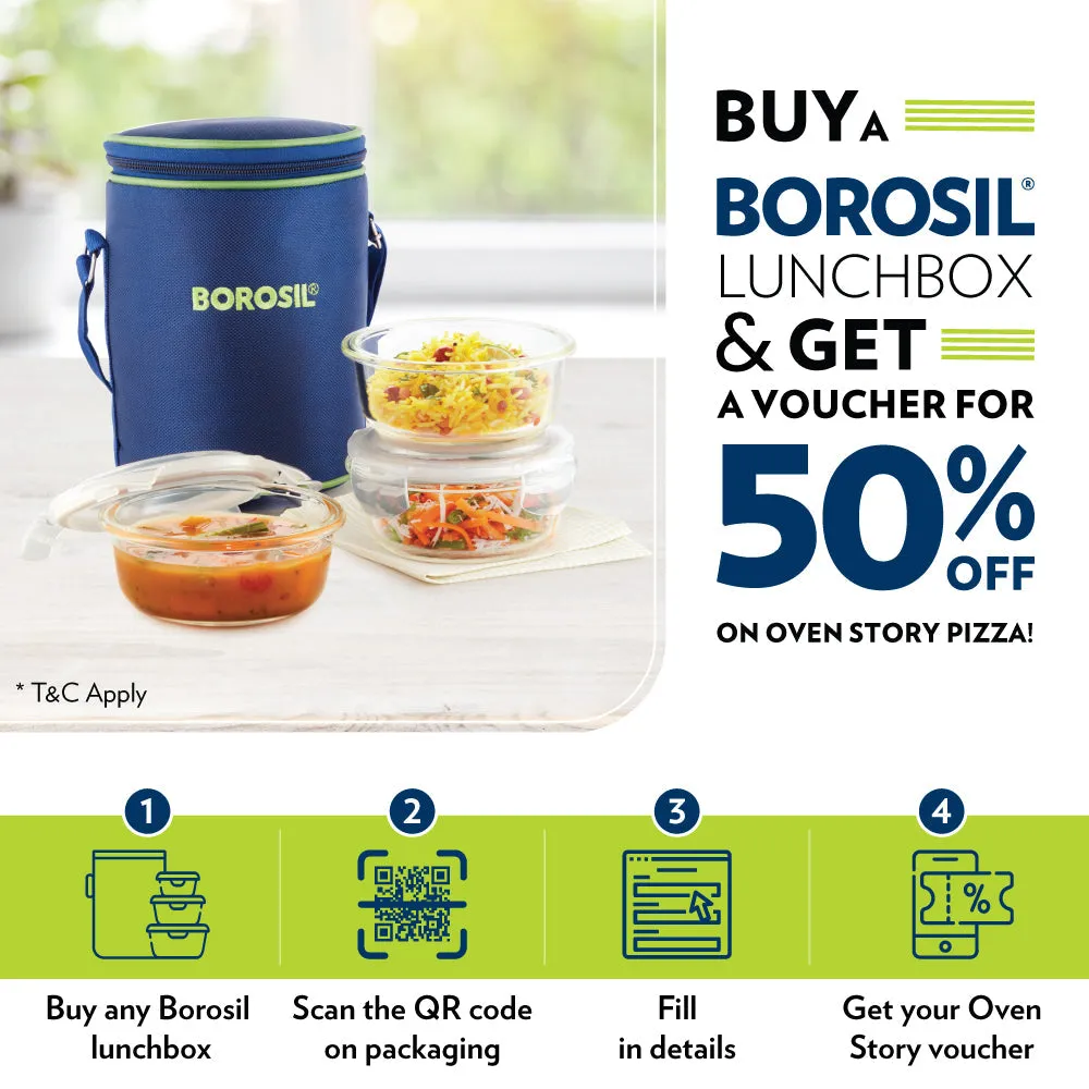 Borosil Pride Universal Lunch Box, Set of 4