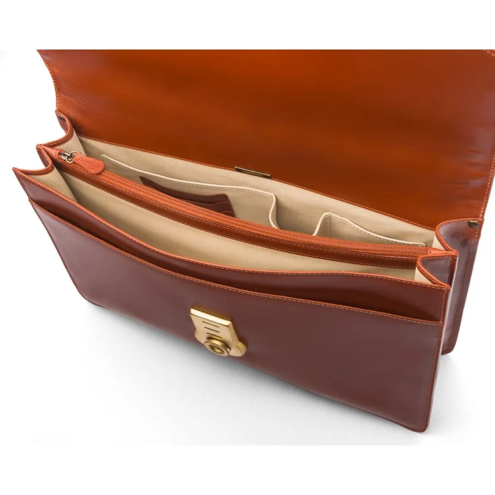 Bridle Hide Harvard Briefcase - Hazel Tan