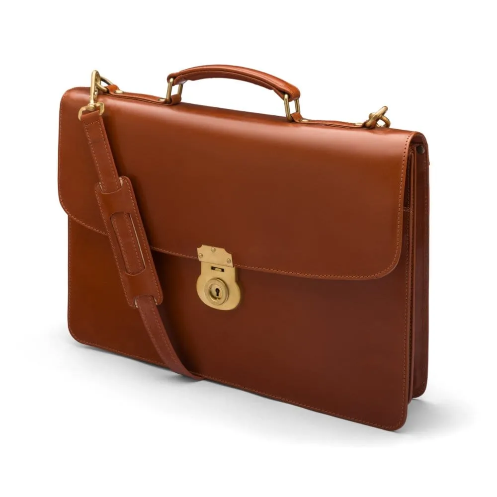 Bridle Hide Harvard Briefcase - Hazel Tan