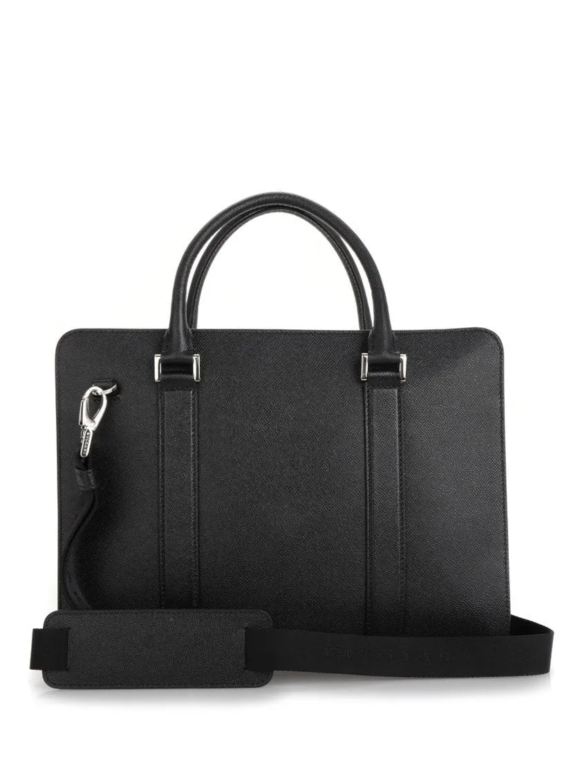 Bulgari Leather Zipper Briefcase