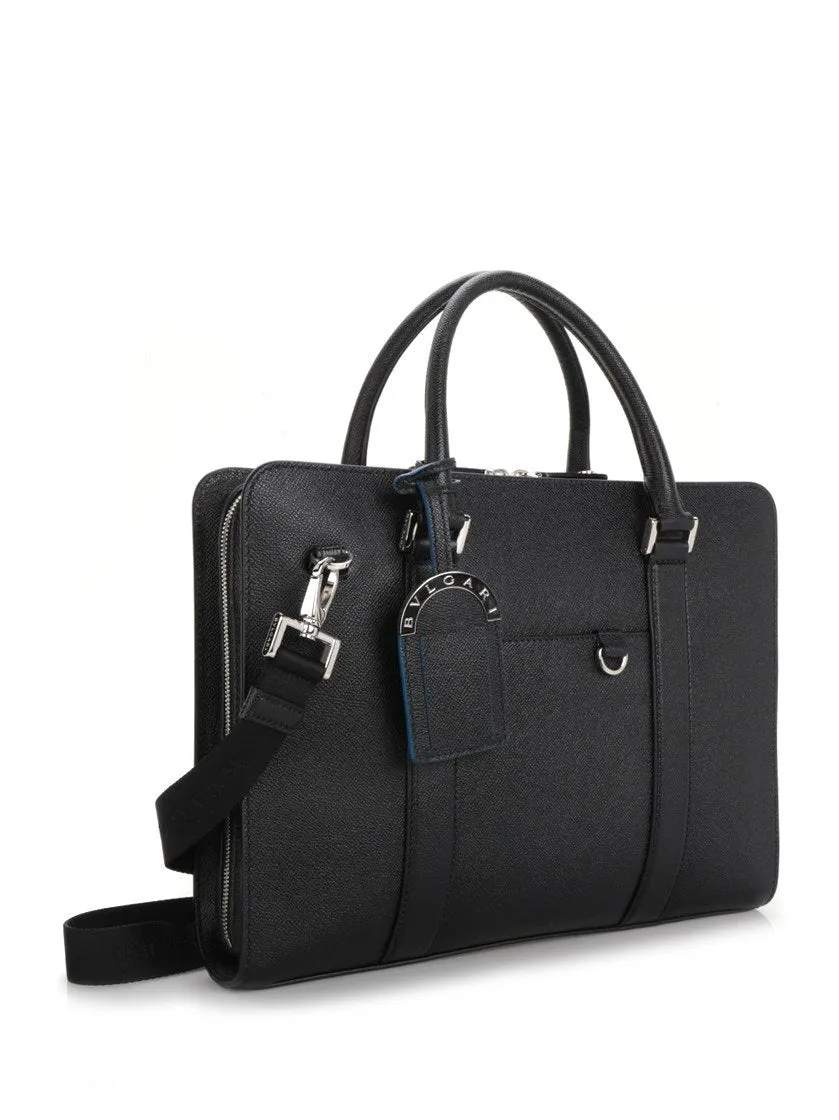 Bulgari Leather Zipper Briefcase
