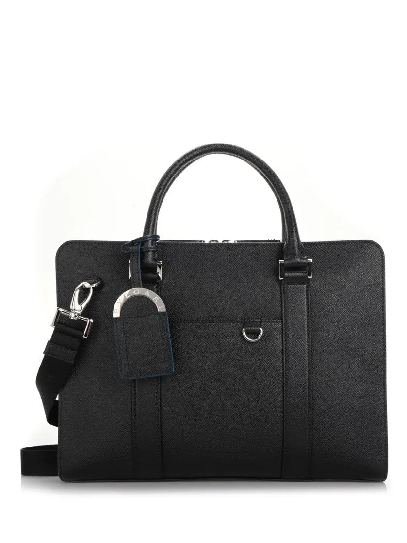 Bulgari Leather Zipper Briefcase