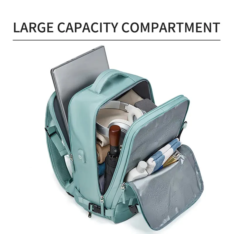 Chic Teal Laptop Backpack with Independent Shoe Compartment