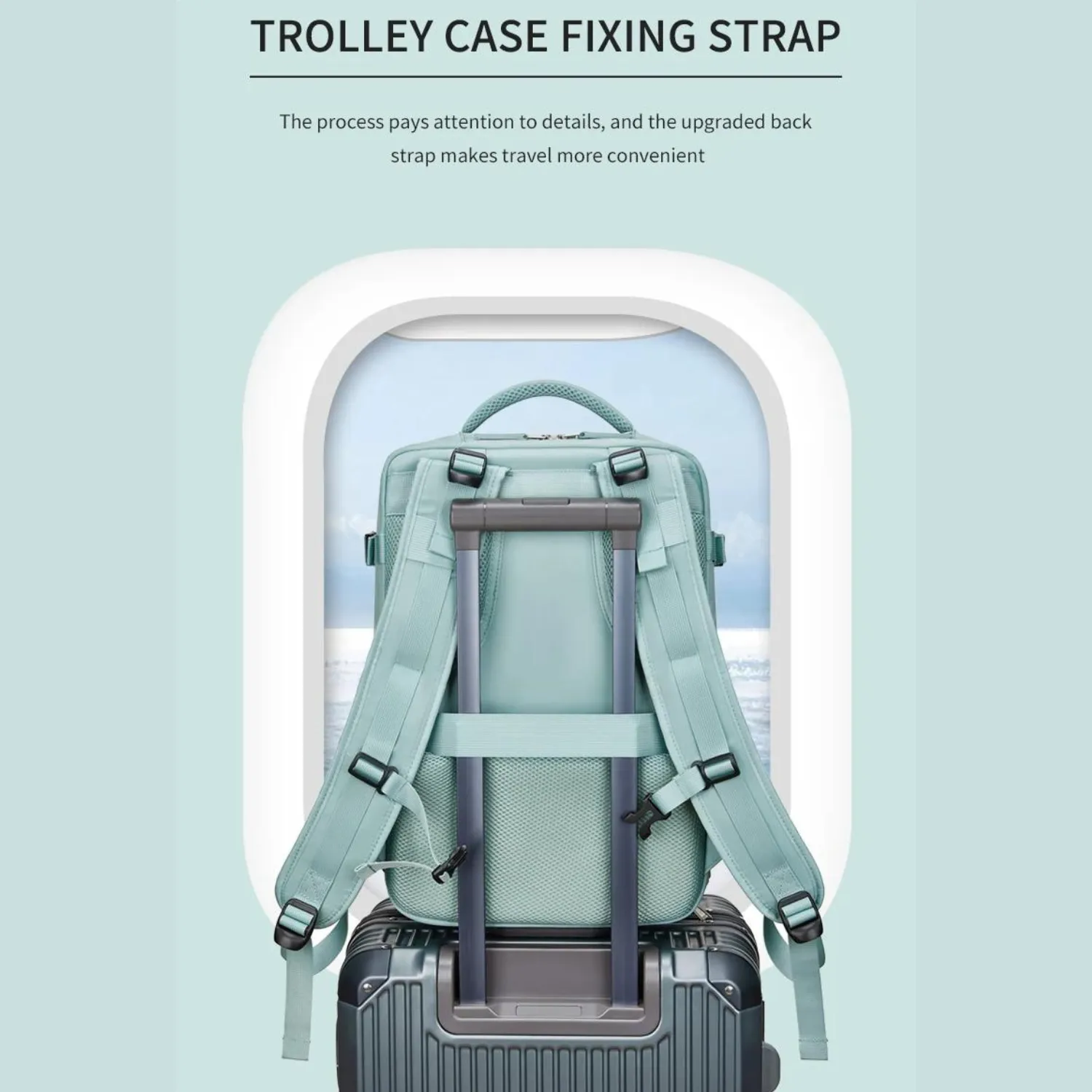 Chic Teal Laptop Backpack with Independent Shoe Compartment