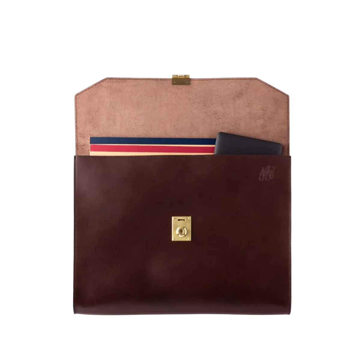 Chocolate Belting Leather Wrap Portfolio