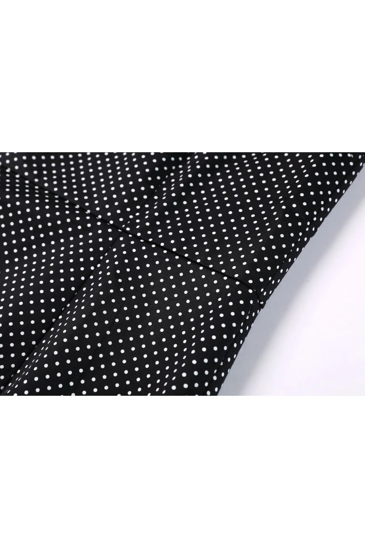 Classic Black with White Polka Dot Slit Detail Bell Sleeve Pencil Dress