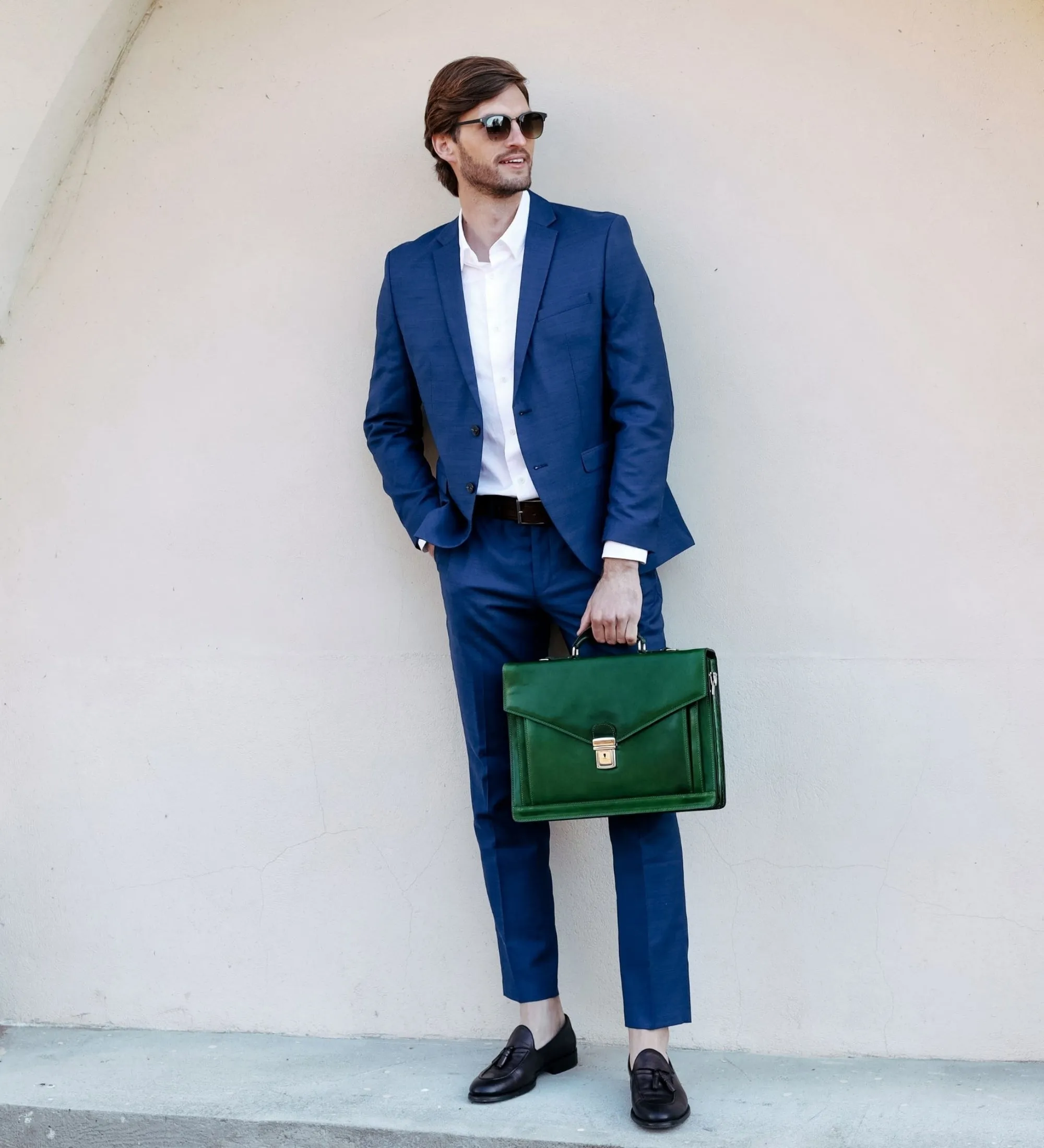 Classic Design Full Grain Italian Leather Briefcase - The Magus