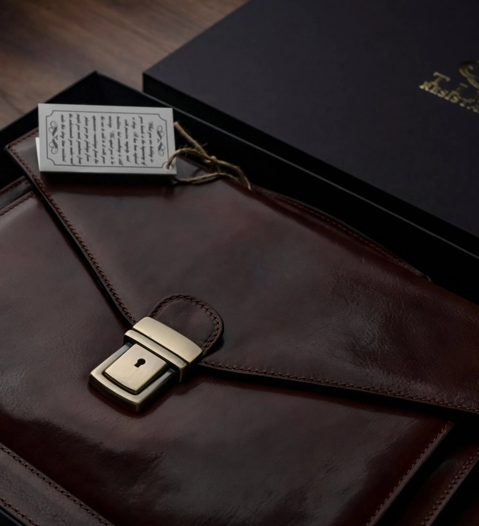 Classic Design Full Grain Italian Leather Briefcase - The Magus