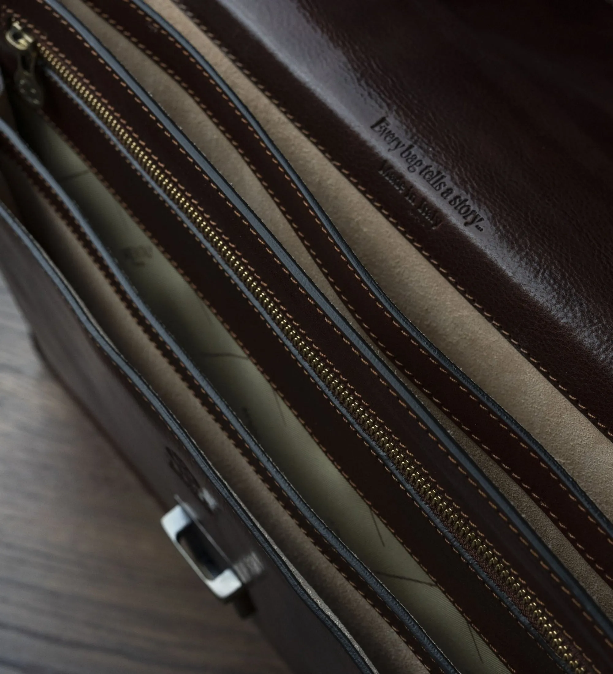 Classic Design Full Grain Italian Leather Briefcase - The Magus