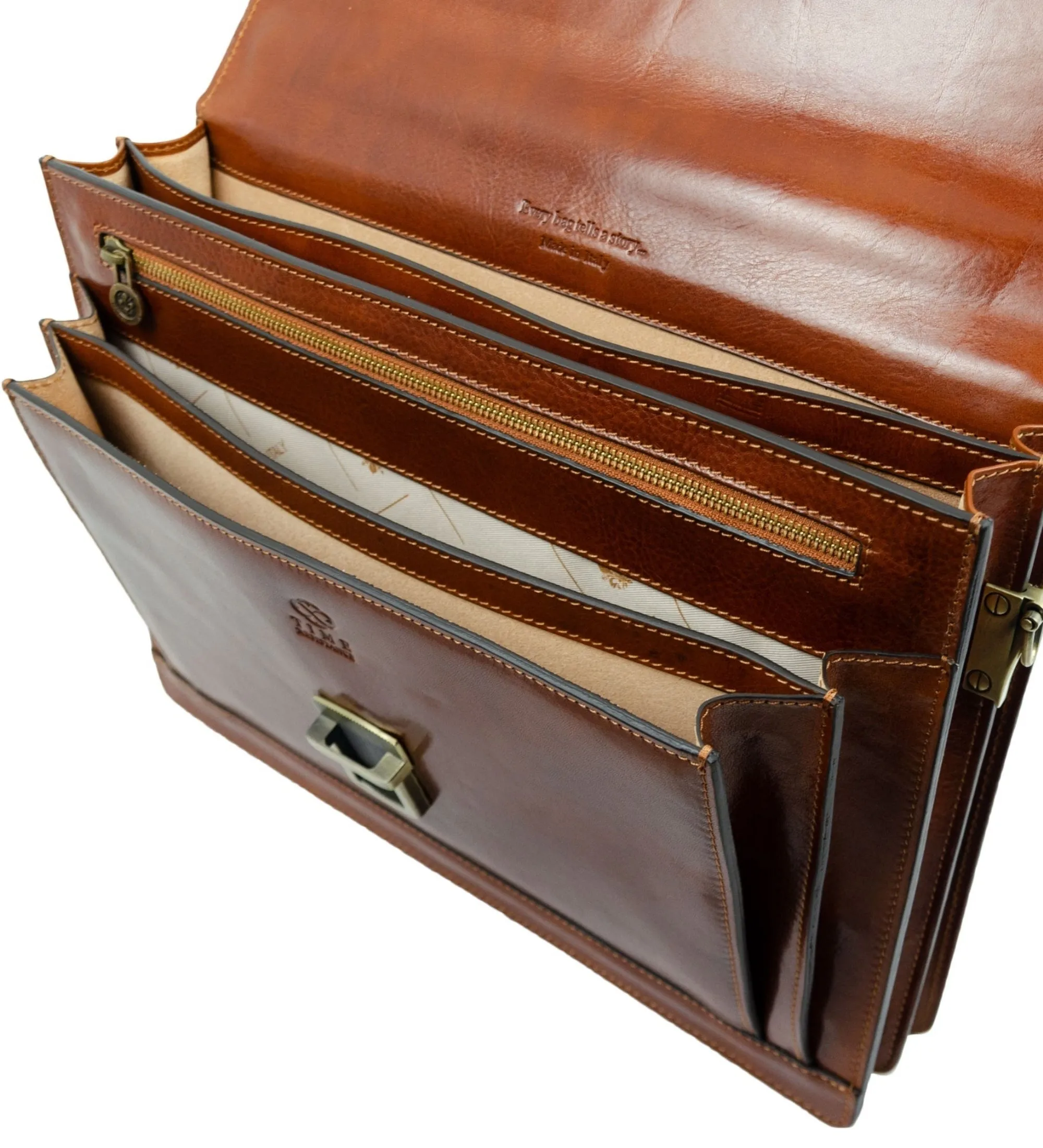 Classic Design Full Grain Italian Leather Briefcase - The Magus