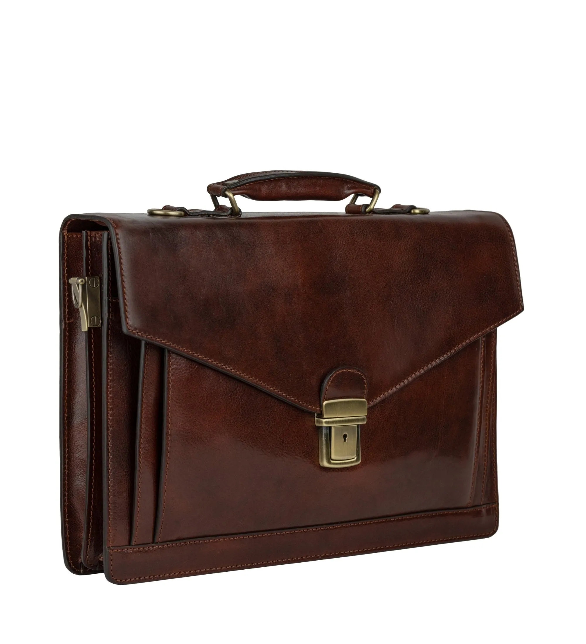Classic Design Full Grain Italian Leather Briefcase - The Magus