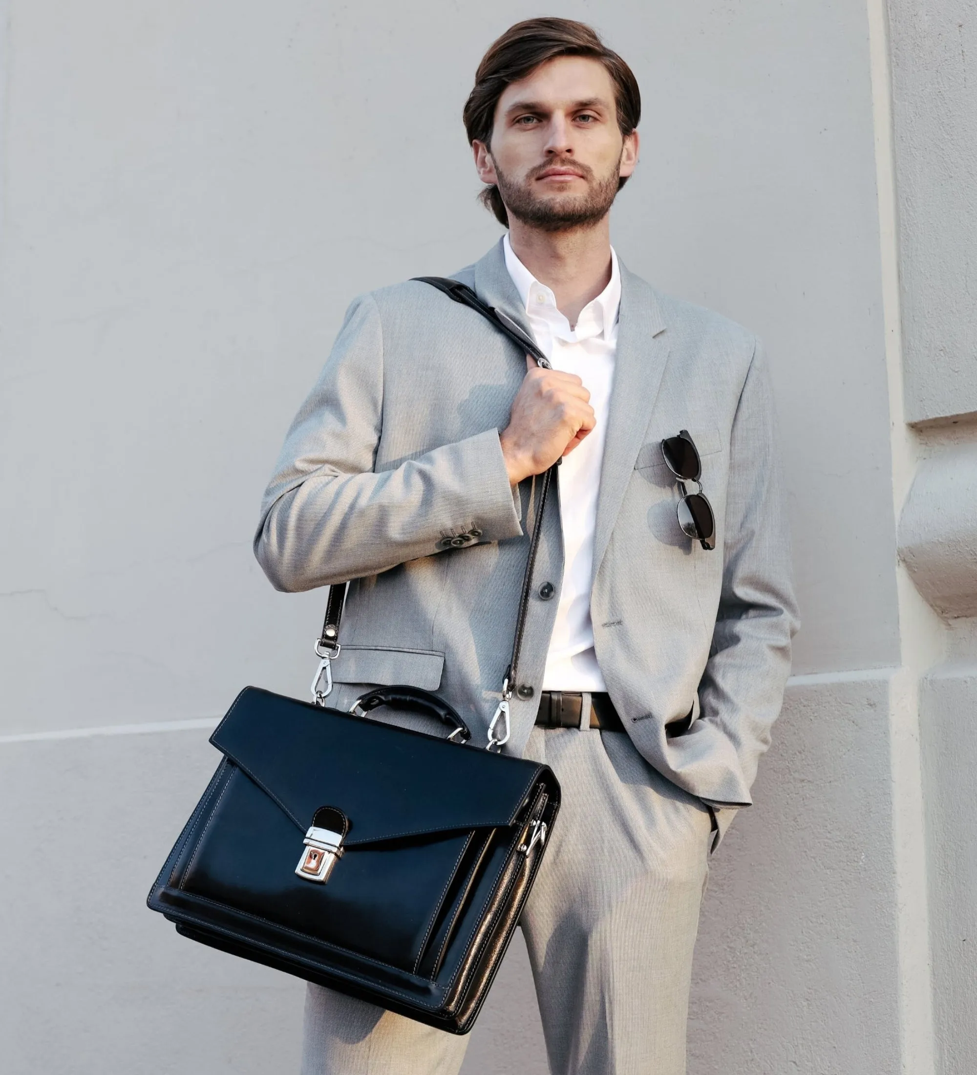 Classic Design Full Grain Italian Leather Briefcase - The Magus