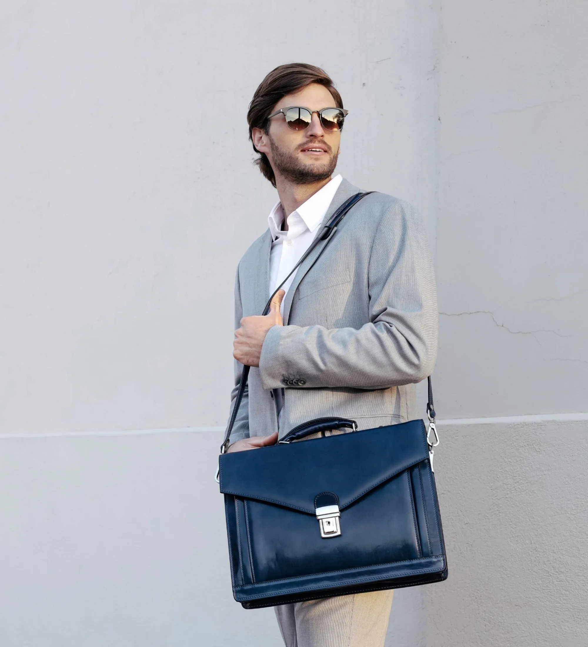 Classic Design Full Grain Italian Leather Briefcase - The Magus