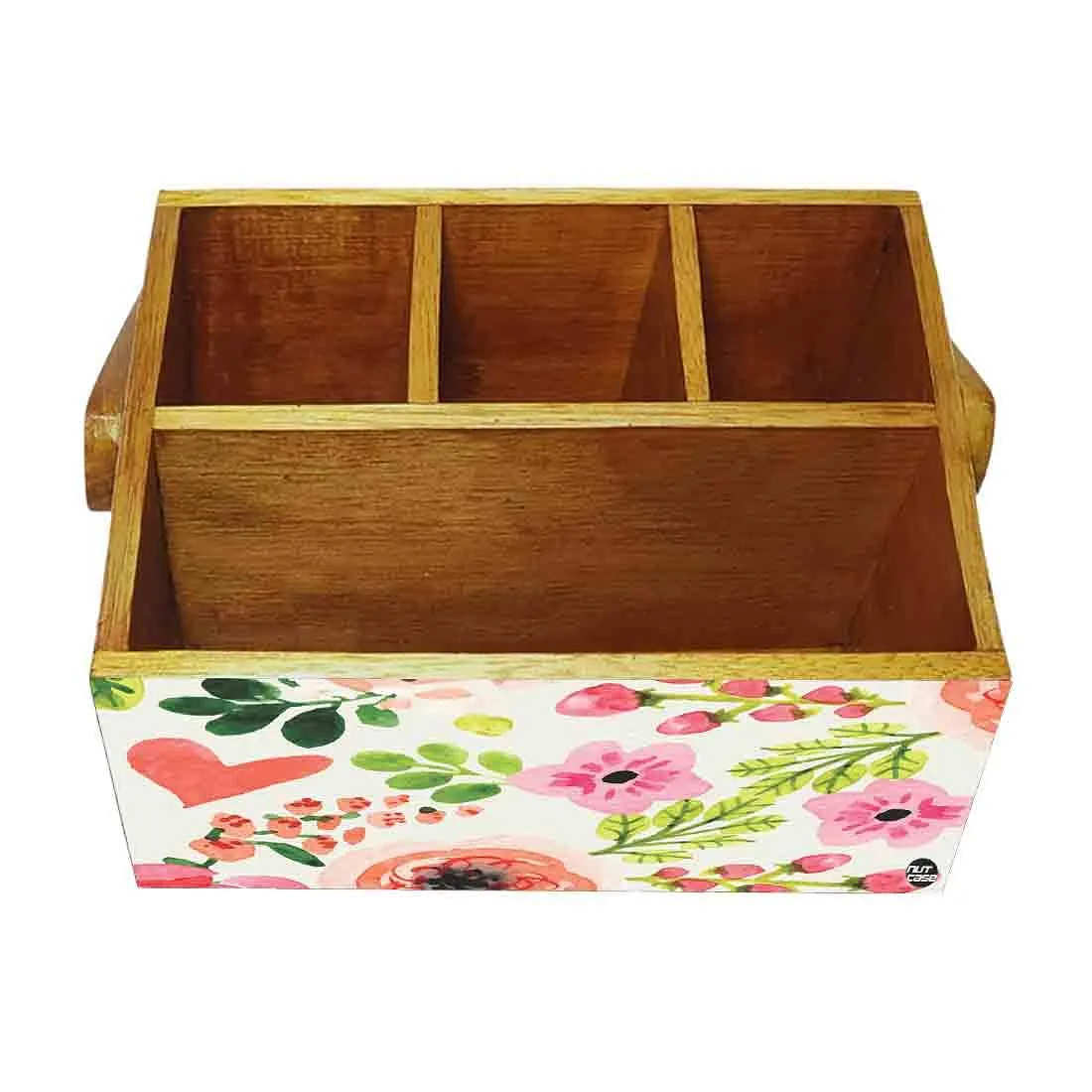 Classy Wooden Cutlery Holder for Dinning Table Organizer - Baby Flowers