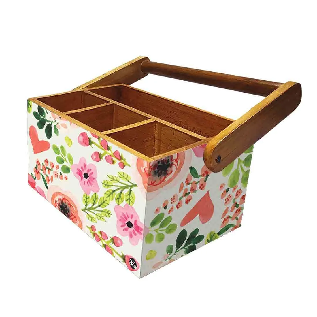 Classy Wooden Cutlery Holder for Dinning Table Organizer - Baby Flowers
