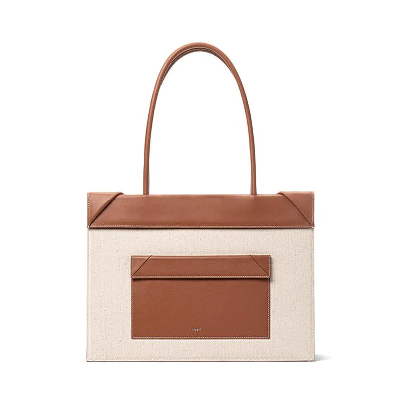 Click Tote Canvas & Leather Shoulder Bag - Brown