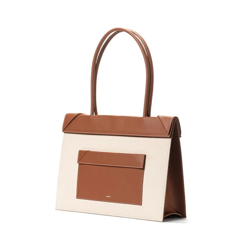 Click Tote Canvas & Leather Shoulder Bag - Brown