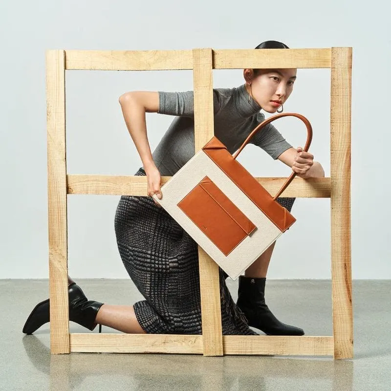 Click Tote Canvas & Leather Shoulder Bag - Brown