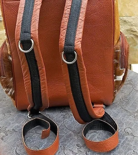 Cowhide Diaper Bag Leather Backpack Large Travel Backpack